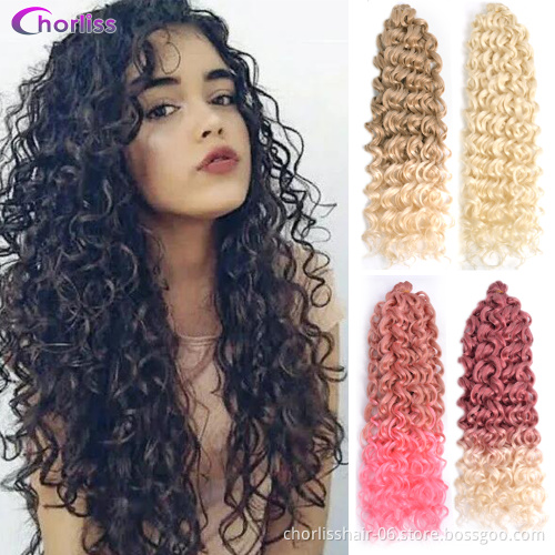 Wholesale Price Ocean Wave 24inches Hawaii Curls Pink Ombre Crochet Hair Braids Afro Curly Synthetic Braiding Hair Extensions